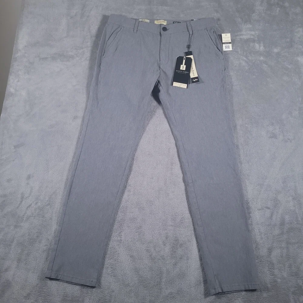 Scott James Slim Fit Stretch Pants‎ Mens 36x32 Grey 5-Pocket NEW SJT-93269-GRY